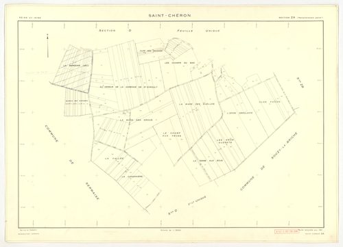 Plans minutes de conservation : SAINT-CHERON : tableau d'assemblage, ech. 1/10000 (1951), section A1, ech. 1/2500 (1951), sections A2, A3, B2, B3, B4, C1, C2, C3, ech. 1/1250 (1951) ; section B1, ech. 1/1250, section E2, ech. 1/2500 (1951-1973) ; sections
