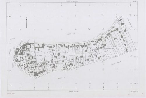 SAINT-CHERON, plans minutes de conservation : tableau d'assemblage, 1951, Ech. 1/10000 ; plans des sections A1, D, E1, 1951, Ech. 1/2500, sections A2, A3, B3, C1, C2, C3, 1951, Ech. 1/1250, sections ZA, ZB, 1961, Ech. 1/2000, section ZC, 1982, Ech. 1/2000