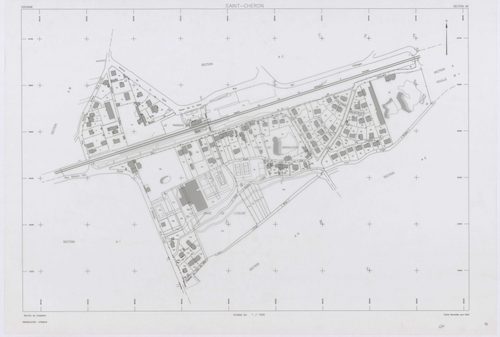 SAINT-CHERON, plans minutes de conservation : tableau d'assemblage, 1951, Ech. 1/10000 ; plans des sections A1, D, E1, 1951, Ech. 1/2500, sections A2, A3, B3, C1, C2, C3, 1951, Ech. 1/1250, sections ZA, ZB, 1961, Ech. 1/2000, section ZC, 1982, Ech. 1/2000