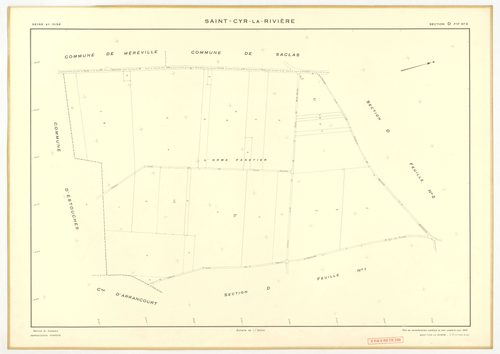 Plans minutes de conservation : SAINT-CYR-LA-RIVIERE : tableau d'assemblage, ech. 1/10000 (1955), sections A1, A2, B1, B5, C1, C2, D1, D2, D3, ZB, ech. 1/2000 (1955), sections B2, B3, B4, ech. 1/1000 (1955), Nb, papier, 105x80 [14 plans]. 