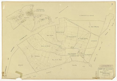 Plans minutes de conservation : SAINT-CYR-SOUS-DOURDAN : tableau d'assemblage, ech. 1/10000 (1939), sections A1, B, C1, C3, D, ech. 1/2500 (1939), sections A2, C2, ech. 1/1250 (1939), NB, papier, 105x80 [8 plans]. 