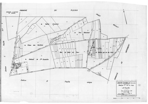 SAINT-ESCOBILLE. - Cadastre révisé pour 1933 : plan du tableau d'assemblage, plans de la section A Paponville 1ère feuille, idem 2ème feuille, section B Guillerville 1ère feuille, idem 2ème feuille, section C le Village 1ère feuille, idem 2ème feuille, se
