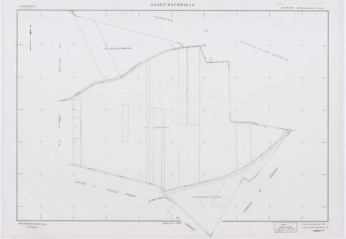SAINT-ESCOBILLE, plans minutes de conservation : tableau d'assemblage, 1933, Ech. 1/10000 ; plans des section C1, 1933, Ech. 1/1250, sections S, T, X, Y, Z2, 1956, Ech. 1/2000, section ZA, 1994, Ech. 1/2000, sections ZB, ZC, ZD, ZH, ZI, ZK, 1998, Ech. 1/2