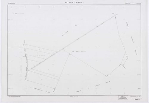 SAINT-ESCOBILLE, plans minutes de conservation : tableau d'assemblage, 1933, Ech. 1/10000 ; plans des section C1, 1933, Ech. 1/1250, sections S, T, X, Y, Z2, 1956, Ech. 1/2000, section ZA, 1994, Ech. 1/2000, sections ZB, ZC, ZD, ZH, ZI, ZK, 1998, Ech. 1/2