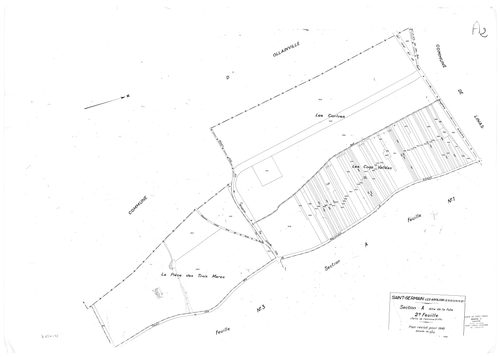 SAINT-GERMAIN-LES- ARPAJON. - Cadastre révisé pour 1942 : plan du tableau d'assemblage, plans de la section A la Folie 1ère feuille, idem 2ème feuille, idem 4ème feuille, section B le Village 1ère feuille, idem 2ème feuille, section C Fourcan 1ère feuille