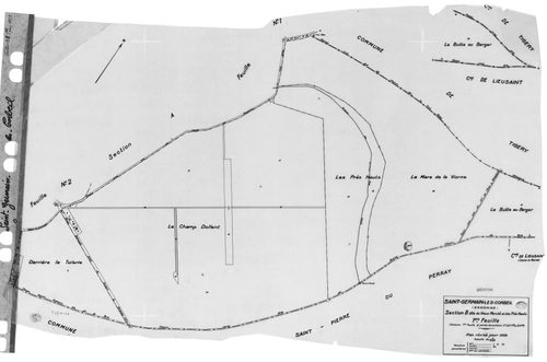 SAINT-GERMAIN-LES-CORBEIL. - Cadastre révisé pour 1938 : plan du tableau d'assemblage, plans de la section A Tremblay et Gravois 1ère feuille, idem 2ème , section B le Vieux Marché et les Près Hauts 1ère feuille, idem 2ème feuille ; cadastre renouvelé pou
