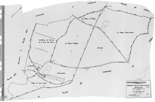 SAINT-GERMAIN-LES-CORBEIL. - Cadastre révisé pour 1938 : plan du tableau d'assemblage, plans de la section A Tremblay et Gravois 1ère feuille, idem 2ème , section B le Vieux Marché et les Près Hauts 1ère feuille, idem 2ème feuille ; cadastre renouvelé pou
