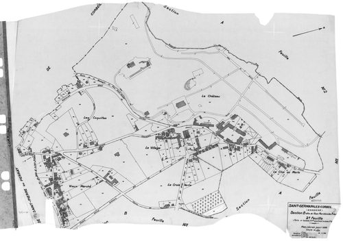 SAINT-GERMAIN-LES-CORBEIL. - Cadastre révisé pour 1938 : plan du tableau d'assemblage, plans de la section A Tremblay et Gravois 1ère feuille, idem 2ème , section B le Vieux Marché et les Près Hauts 1ère feuille, idem 2ème feuille ; cadastre renouvelé pou