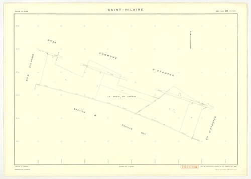 Plans minutes de conservation : SAINT-HILAIRE : tableau d'assemblage, ech. 1/10000 (1933-1968), sections A, B1, B2, ech. 1/2500 (1933), sections ZA, ZB1, ZB2, ech. 1/2000 (1959), NB, papier, 105x80 [7 plans] 