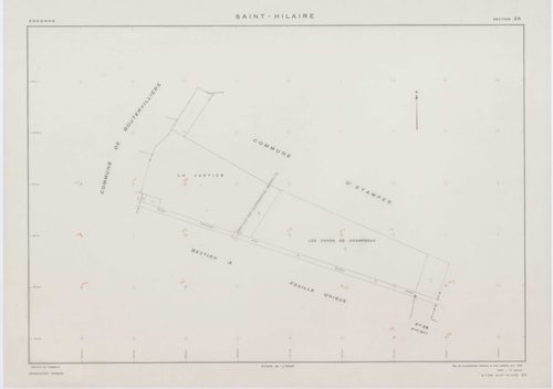 SAINT-HILAIRE, plans minutes de conservation : tableau d'assemblage, 1933, Ech. 1/10000 ; plans des sections A, B1, B2, 1933, Ech. 1/2500, sections ZA, ZB1, ZB2, 1959, Ech. 1/2000. Polyester. N et B. Dim. 105 x 80 cm [7 plans]. 