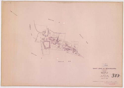 SAINT-JEAN-DE-BEAUREGARD. - Cadastre révisé pour 1932, à jour pour 1976 (2ème édition) : plans du tableau d'assemblage, des sections A (feuilles 1-2), B et C ; plan révisé pour 1932, à jour pour 1983 (3ème édition) : plans de la section A (feuilles 1-2) ;