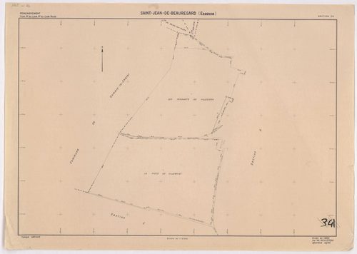 SAINT-JEAN-DE-BEAUREGARD. - Cadastre révisé pour 1932, à jour pour 1976 (2ème édition) : plans du tableau d'assemblage, des sections A (feuilles 1-2), B et C ; plan révisé pour 1932, à jour pour 1983 (3ème édition) : plans de la section A (feuilles 1-2) ;