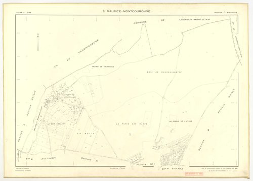 Plans minutes de conservation : SAINT-MAURICE-MONTCOURONNE : tableau d'assemblage, ech. 1/10000 (1954), sections A1, A2, A3, A4, B1, B2, C1, C3, C4, C5, C6, ech. 1/1250 (1934), sections A, B, C, D, E, F, G1, G2, H1, H2, ech. 1/2000 (1954), NB, papier, 105