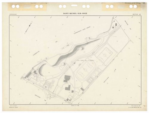 SAINT-MICHEL-SUR-ORGE, plans minutes de conservation : tableau d'assemblage,1986, Ech. 1/5000 ; plans des sections AA, AB, AC, AD, AE, AH, AI, AK, AL, AM, AN, AO, AP, AR, AS, AT, AV, AW, 1986, Ech. 1/1000. Polyester. N et B. Dim. 105 x 80 cm [19 plans]. 