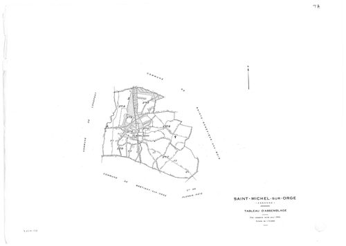 SAINT-MICHEL-SUR-ORGE. - Cadastre révisé pour 1950 : plan du tableau d'assemblage, plans de la section A, section B, section C 1ère feuille, idem 2ème feuille, section D 1ère feuille, idem 2ème feuille, section E, section F, section G, section H ; cadastr