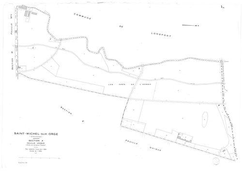 SAINT-MICHEL-SUR-ORGE. - Cadastre révisé pour 1950 : plan du tableau d'assemblage, plans de la section A, section B, section C 1ère feuille, idem 2ème feuille, section D 1ère feuille, idem 2ème feuille, section E, section F, section G, section H ; cadastr