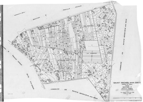 SAINT-MICHEL-SUR-ORGE. - Cadastre révisé pour 1950 : plan du tableau d'assemblage, plans de la section A, section B, section C 1ère feuille, idem 2ème feuille, section D 1ère feuille, idem 2ème feuille, section E, section F, section G, section H ; cadastr