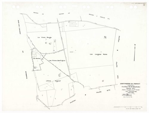 SAINT-PIERRE-DU-PERRAY, plans minutes de conservation : tableau d'assemblage,1938, Ech. 1/5000 ; plans des sections A4, A5, B1, B2, B3, 1934, Ech. 1/2500, sections ZA, ZC, ZD, ZE, 1956, Ech. 1/2000, sections AK, AL, AM, AN, 1992, Ech. 1/1000, sections AA,