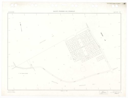 SAINT-PIERRE-DU-PERRAY, plans minutes de conservation : tableau d'assemblage,1938, Ech. 1/5000 ; plans des sections A4, A5, B1, B2, B3, 1934, Ech. 1/2500, sections ZA, ZC, ZD, ZE, 1956, Ech. 1/2000, sections AK, AL, AM, AN, 1992, Ech. 1/1000, sections AA,