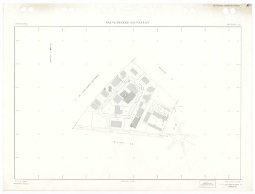 SAINT-PIERRE-DU-PERRAY, plans minutes de conservation : tableau d'assemblage,1938, Ech. 1/5000 ; plans des sections A4, A5, B1, B2, B3, 1934, Ech. 1/2500, sections ZA, ZC, ZD, ZE, 1956, Ech. 1/2000, sections AK, AL, AM, AN, 1992, Ech. 1/1000, sections AA,