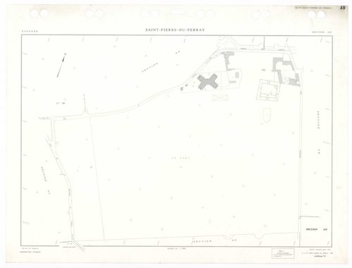 SAINT-PIERRE-DU-PERRAY, plans minutes de conservation : tableau d'assemblage,1938, Ech. 1/5000 ; plans des sections A4, A5, B1, B2, B3, 1934, Ech. 1/2500, sections ZA, ZC, ZD, ZE, 1956, Ech. 1/2000, sections AK, AL, AM, AN, 1992, Ech. 1/1000, sections AA,