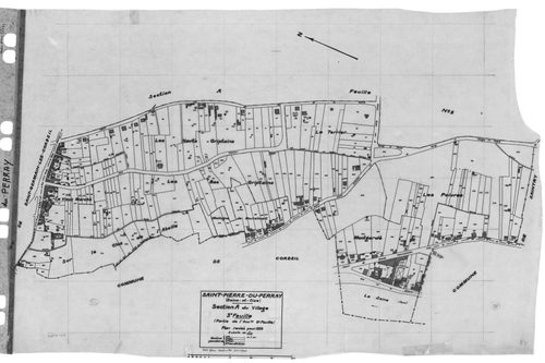 SAINT- PIERRE- DU- PERRAY. - Cadastre révisé pour 1934 : plan de la section A le Village 3ème feuille ; cadastre renouvelé pour 1940 : plan de la section A le Village 3ème feuille, [2 plans]. 