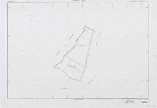 SAINT-YON, plans minutes de conservation : tableau d'assemblage, 1932, Ech. 1/10000 ; plans des section B2, 1932, Ech. 1/2500, sections A, B3, B4, 1991, Ech. 1/1250, sections ZA, ZB, ZC, ZD, 1995, Ech. 1/2000. Polyester. N et B. Dim. 105 x 80 cm [9 plans]