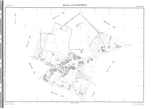 SAULX-LES-CHARTREUX. - Cadastre dressé en 1817 mis à jour en 1962 : plans de la section A, section B, section E, section F, section G 1ère feuille, idem 2ème feuille, section H, section I, section O ; cadastre renouvelé pour 1962 : plans de la section AB,