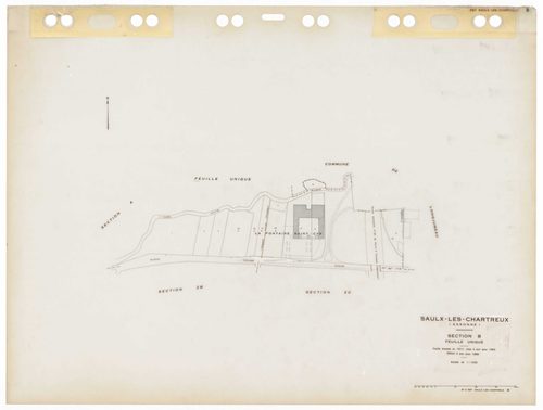 SAULX-LES-CHARTREUX, plans minutes de conservation : tableau d'assemblage,1962, Ech. 1/10000 ; plans des sections Au, Bu, Eu, Fu, Hu, Iu, Ou, G1, G2, 1962, Ech. 1/1250, sections AB, AC, AD, AE, AH, AI, AK, AL, AM, AN, AO, ZA, ZB, ZC, ZD, ZE, ZH, ZI, ZK, Z