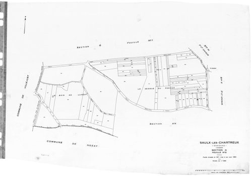 SAULX-LES-CHARTREUX. - Cadastre dressé en 1817 mis à jour en 1962 : plans de la section A, section B, section E, section F, section G 1ère feuille, idem 2ème feuille, section H, section I, section O ; cadastre renouvelé pour 1962 : plans de la section AB,