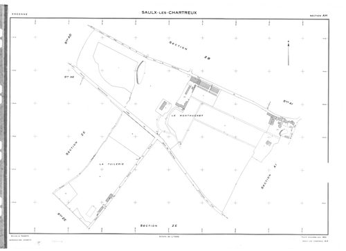 SAULX-LES-CHARTREUX. - Cadastre dressé en 1817 mis à jour en 1962 : plans de la section A, section B, section E, section F, section G 1ère feuille, idem 2ème feuille, section H, section I, section O ; cadastre renouvelé pour 1962 : plans de la section AB,