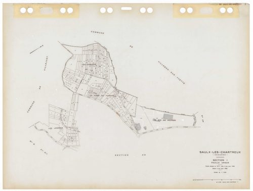 SAULX-LES-CHARTREUX, plans minutes de conservation : tableau d'assemblage,1962, Ech. 1/10000 ; plans des sections Au, Bu, Eu, Fu, Hu, Iu, Ou, G1, G2, 1962, Ech. 1/1250, sections AB, AC, AD, AE, AH, AI, AK, AL, AM, AN, AO, ZA, ZB, ZC, ZD, ZE, ZH, ZI, ZK, Z