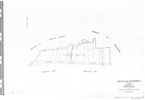 SAULX-LES-CHARTREUX. - Cadastre dressé en 1817 mis à jour en 1962 : plans de la section A, section B, section E, section F, section G 1ère feuille, idem 2ème feuille, section H, section I, section O ; cadastre renouvelé pour 1962 : plans de la section AB,