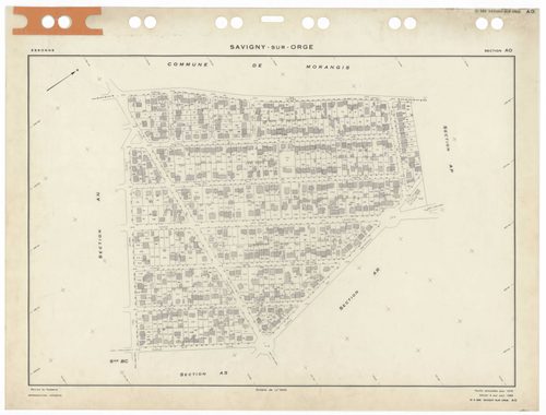 SAVIGNY-SUR-ORGE, plans minutes de conservation : tableau d'assemblage,1970, Ech. 1/5000 ; plans des sections AD, 1970, Ech. 1/2000, sections AB, AC, AE, AH, AI, AK, AL, AM, AN, AO, AP, AR, AS, AT, AV, AW, AX, AY, AZ, BC, BD, 1970, Ech. 1/1000, section BE