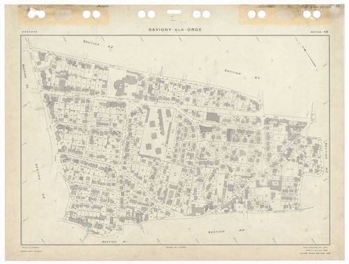 SAVIGNY-SUR-ORGE, plans minutes de conservation : tableau d'assemblage,1970, Ech. 1/5000 ; plans des sections AD, 1970, Ech. 1/2000, sections AB, AC, AE, AH, AI, AK, AL, AM, AN, AO, AP, AR, AS, AT, AV, AW, AX, AY, AZ, BC, BD, 1970, Ech. 1/1000, section BE