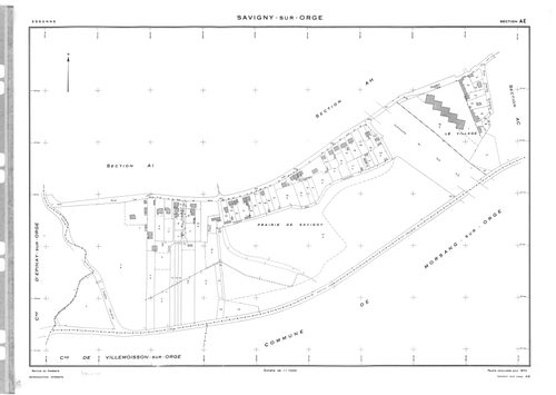 SAVIGNY-SUR-ORGE. - Partie ancienne de la section AB de Morsang-sur-Orge acquise pour 1961 : plans de la section AB, section AC ; partie ancienne de la section AB d'Epinay-sur-Orge renouvelé en 1957 acquise pour 1962 : plans de la section AD, section AE ;