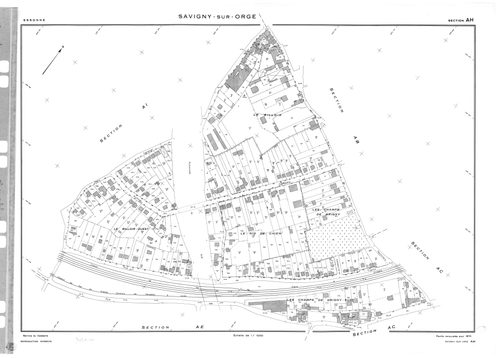 SAVIGNY-SUR-ORGE. - Partie ancienne de la section AB de Morsang-sur-Orge acquise pour 1961 : plans de la section AB, section AC ; partie ancienne de la section AB d'Epinay-sur-Orge renouvelé en 1957 acquise pour 1962 : plans de la section AD, section AE ;