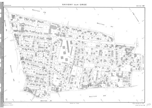 SAVIGNY-SUR-ORGE. - Partie ancienne de la section AB de Morsang-sur-Orge acquise pour 1961 : plans de la section AB, section AC ; partie ancienne de la section AB d'Epinay-sur-Orge renouvelé en 1957 acquise pour 1962 : plans de la section AD, section AE ;