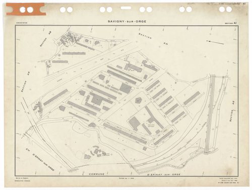 SAVIGNY-SUR-ORGE, plans minutes de conservation : tableau d'assemblage,1970, Ech. 1/5000 ; plans des sections AD, 1970, Ech. 1/2000, sections AB, AC, AE, AH, AI, AK, AL, AM, AN, AO, AP, AR, AS, AT, AV, AW, AX, AY, AZ, BC, BD, 1970, Ech. 1/1000, section BE
