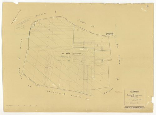 Plans minutes de conservation : SERMAISE : tableau d'assemblage, ech. 1/10000 (1936-1959), sections A1, A3, A4, B3, B4, C1, C2, C3, D1, D5, D9, E1, E2, E3, ech. 1/1250 (1936), section A2, ech. 1/2500 (1936) ; section B2, ech. 1/1250 (1936-1940) ; section 