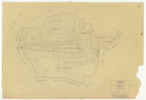 Plans minutes de conservation : SERMAISE : tableau d'assemblage, ech. 1/10000 (1936-1959), sections A1, A3, A4, B3, B4, C1, C2, C3, D1, D5, D9, E1, E2, E3, ech. 1/1250 (1936), section A2, ech. 1/2500 (1936) ; section B2, ech. 1/1250 (1936-1940) ; section 