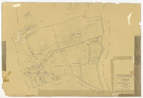 Plans minutes de conservation : SERMAISE : tableau d'assemblage, ech. 1/10000 (1936-1959), sections A1, A3, A4, B3, B4, C1, C2, C3, D1, D5, D9, E1, E2, E3, ech. 1/1250 (1936), section A2, ech. 1/2500 (1936) ; section B2, ech. 1/1250 (1936-1940) ; section 