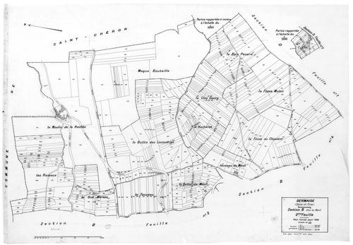 SERMAISE. - Cadastre révisé pour 1936 : plans de la section B le Ménil 1ère feuille, idem 2ème feuille, [2 plans]. 