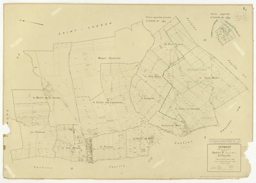 Plans minutes de conservation : SERMAISE : tableau d'assemblage, ech. 1/10000 (1936-1959), sections A1, A3, A4, B3, B4, C1, C2, C3, D1, D5, D9, E1, E2, E3, ech. 1/1250 (1936), section A2, ech. 1/2500 (1936) ; section B2, ech. 1/1250 (1936-1940) ; section 