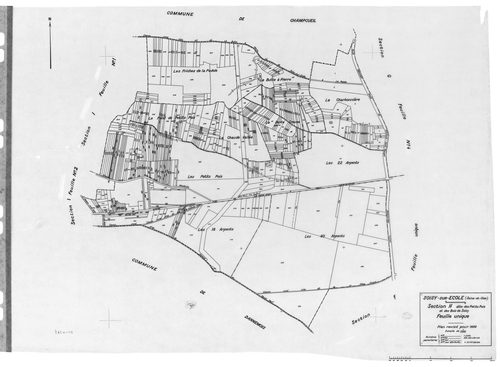 SOISY-SUR-ECOLE. - Cadastre révisé pour 1936 : plans de la section A le Gazon 2ème feuille, section B Tertre Blanc 1ère feuille, idem 2ème feuille, section C le Village 1ère feuille, idem 2ème feuille, section D Rimflet 1ère feuille, idem 2ème feuille, se