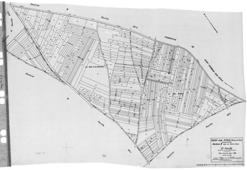 SOISY-SUR-ECOLE. - Cadastre révisé pour 1936 : plans de la section A le Gazon 2ème feuille, section B Tertre Blanc 1ère feuille, idem 2ème feuille, section C le Village 1ère feuille, idem 2ème feuille, section D Rimflet 1ère feuille, idem 2ème feuille, se