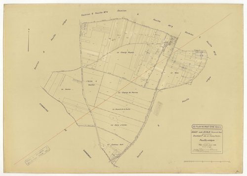 Plans minutes de conservation : SOISY-SUR-ECOLE : tableau d'assemblage ech. 1/10000 (1936-1964), D2, G4, ech. 1/1250 (1936), sections B3, E, F, ech. 1/2500 (1936) ; section C3, ech. 1/1250 (1936-1953) ; sections A2, B1, B2, C1, C2, D1, D2, F, G2, G3, H, I