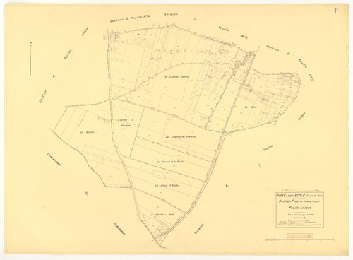 Plans minutes de conservation : SOISY-SUR-ECOLE : tableau d'assemblage ech. 1/10000 (1936-1964), D2, G4, ech. 1/1250 (1936), sections B3, E, F, ech. 1/2500 (1936) ; section C3, ech. 1/1250 (1936-1953) ; sections A2, B1, B2, C1, C2, D1, D2, F, G2, G3, H, I