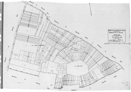 SOISY-SUR-ECOLE. - Cadastre révisé pour 1936 : plans de la section A le Gazon 2ème feuille, section B Tertre Blanc 1ère feuille, idem 2ème feuille, section C le Village 1ère feuille, idem 2ème feuille, section D Rimflet 1ère feuille, idem 2ème feuille, se