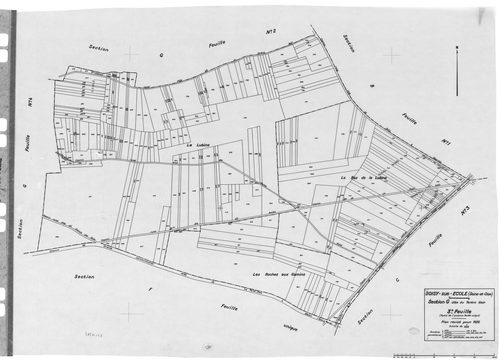 SOISY-SUR-ECOLE. - Cadastre révisé pour 1936 : plans de la section A le Gazon 2ème feuille, section B Tertre Blanc 1ère feuille, idem 2ème feuille, section C le Village 1ère feuille, idem 2ème feuille, section D Rimflet 1ère feuille, idem 2ème feuille, se